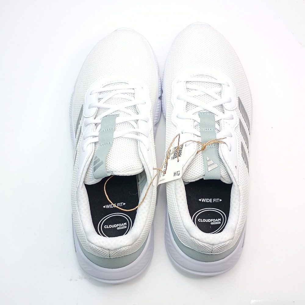 Adidas Cloudfoam Flex Laces Running Shoes Women Size 11 White Silver JS4891 - Picture 8 of 10